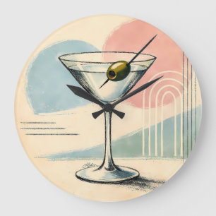 Midden eeuw modern martini pastel minimalistische  grote klok