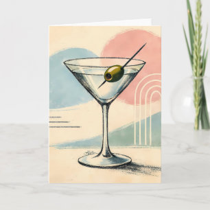 Midden eeuw modern martini pastel minimalistische kaart