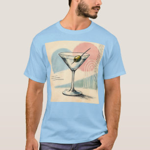 Midden eeuw modern martini pastel minimalistische t-shirt