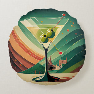 Midden Eeuw Modern Martini Reis Kathedraal Uitzich Rond Kussen
