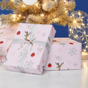 Midden eeuw modern mees en cute hert cadeaupapier