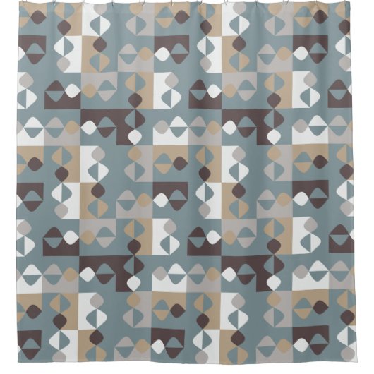 Midden Eeuw Modern - Mint Chocolade Karamel Douchegordijn (Voorkant)