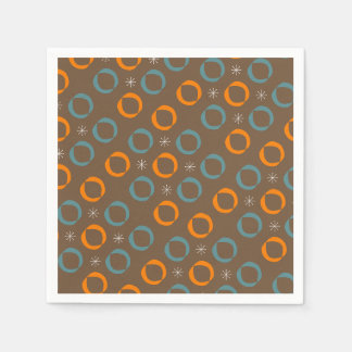 Midden eeuw modern, ovalen, sterren Teal Oranje Br Servet