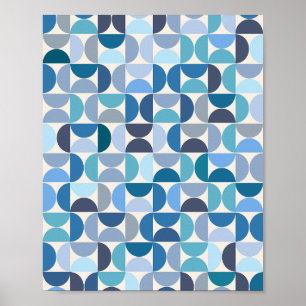 Midden eeuw Modern patroon blauw Poster