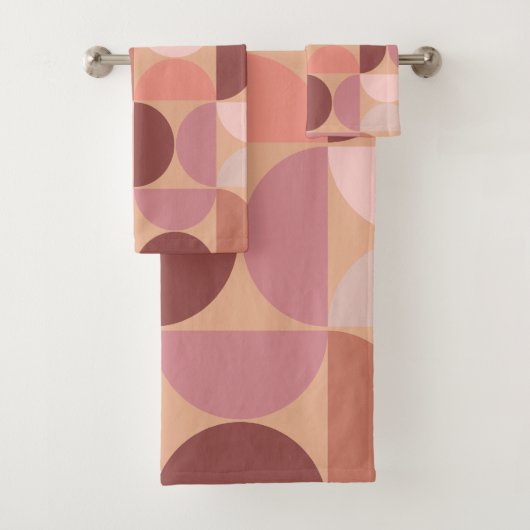Midden eeuw modern patroon Peach Fuzz Bad Handdoek (Insitu)