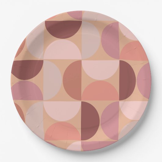 Midden eeuw modern patroon Peach Fuzz Papieren Bordje (Voorkant)
