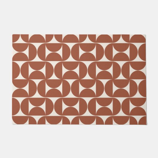 Midden eeuw Modern Patroon Rust Terracotta Deurmat (Voorkant)