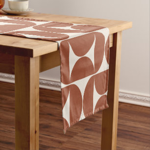 Midden eeuw Modern Patroon Rust Terracotta Korte Tafelloper