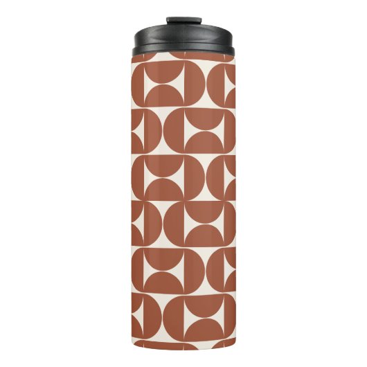 Midden eeuw Modern Patroon Rust Terracotta Thermosbeker (Voorkant)
