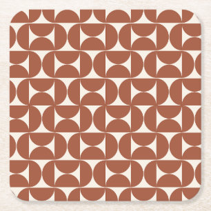 Midden eeuw Modern Patroon Rust Terracotta Vierkante Kartonnen Onderzetter