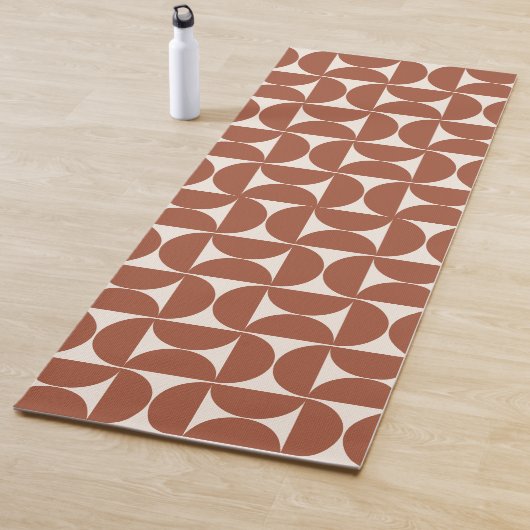 Midden eeuw Modern Patroon Rust Terracotta Yogamat (In situ)