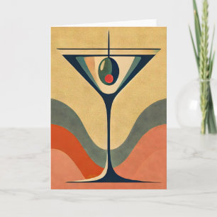 Midden eeuw modern "pimento olijf martini golf" kaart