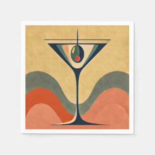 Midden eeuw modern "pimento olijf martini golf" servet