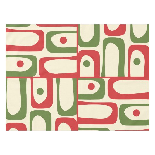 Midden-eeuw Modern Piquet Kerst Rood en Groen Tafelkleed (Voorkant (Horizontaal))