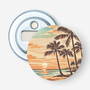 midden eeuw modern strand Hawaii zonsondergang pal Button Flesopener