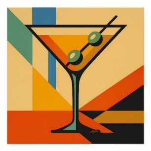 Midden Eeuw Modern Sunrise Bauhaus Martini Perfect Poster