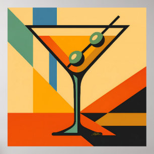 Midden Eeuw Modern Sunrise Bauhaus Martini Poster