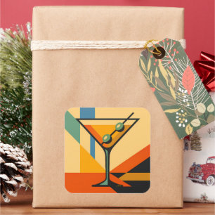 Midden Eeuw Modern Sunrise Bauhaus Martini Vierkante Sticker