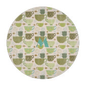 Midden-eeuw Modern Teacup Monogram Snijplank (Voorkant)
