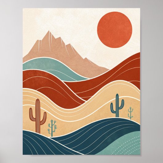 Midden-eeuw modern woestijnlandschap poster (Voorkant)