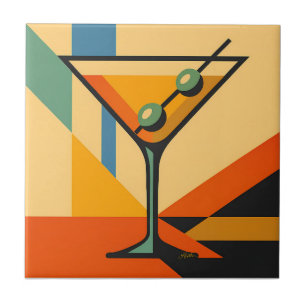 Midden eeuw modern zonsopgang Bauhaus Martini Tegeltje