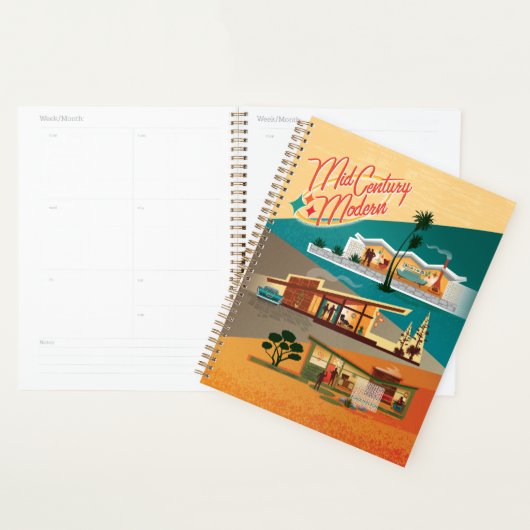 Midden eeuw Moderne 3 Huizen Kalender Planner (Display)