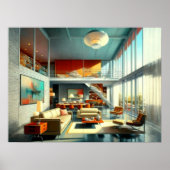 Midden eeuw moderne architecturale interieurtekeni poster (Voorkant)