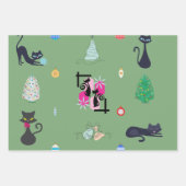 Midden eeuw moderne Atomic Cat Kerstvakantie Inpakpapier Vel (Voorkant)