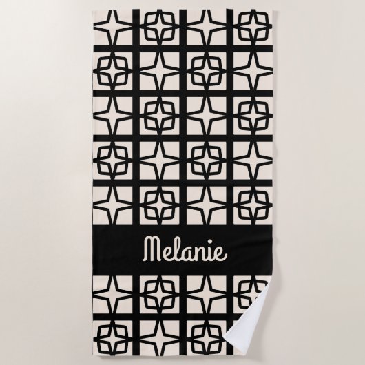 Midden eeuw moderne atomische jaren 1950 Retro gep Strandlaken (Voorkant)