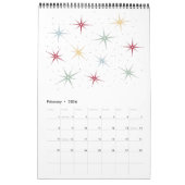 Midden eeuw moderne atomische retro originele kuns kalender (Feb 2026)