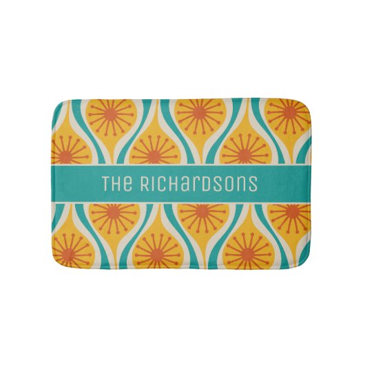 Midden eeuw moderne atoomdruppels retro gepersonal badmat (Voorkant)