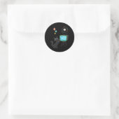 Midden eeuw moderne atoomkat met vis-tv ronde sticker (Tas)