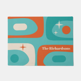 Midden-eeuw moderne atoompiquet gepersonaliseerd deurmat