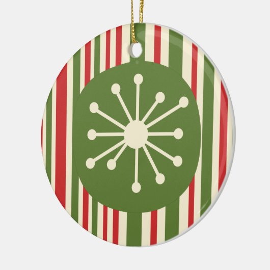 Midden eeuw moderne atoompunt retro kerst keramisch ornament (Links)