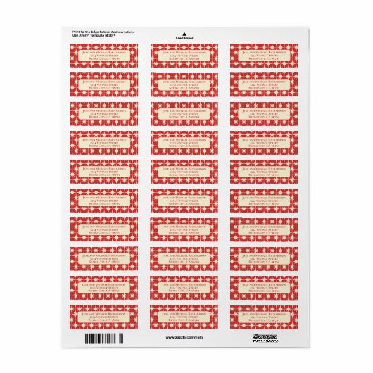 Midden eeuw moderne atoomsterren retro rood & crèm etiket (Full Sheet)