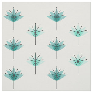 Midden eeuw moderne bloemen turquoise stof