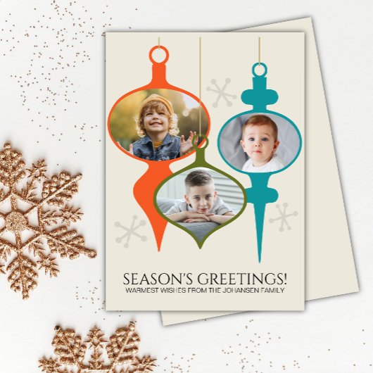 Midden-eeuw moderne fotocollage Kerstmis Feestdagenkaart