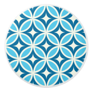 Midden eeuw moderne geometrische marine blauw keramische knop