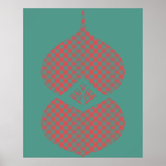 Midden eeuw moderne geometrische roze turquoise poster (Voorkant)