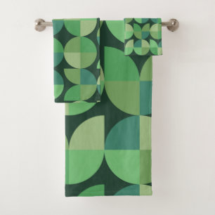 Midden eeuw moderne geometrische vormen groen bad handdoek