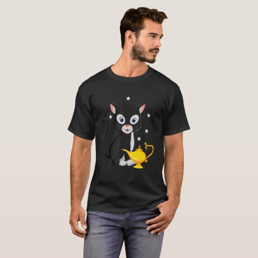 Midden eeuw moderne grappige kat met lamp 1 t-shirt (Voorkant volledig)
