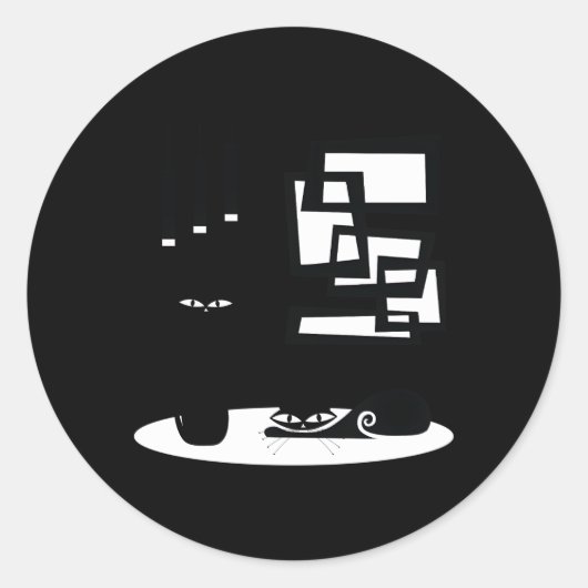 Midden eeuw moderne katten en atomisch ronde sticker (Voorkant)