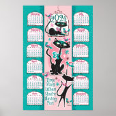 Midden-eeuw moderne katten kalender 2024 poster (Voorkant)