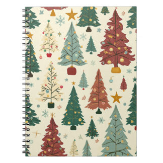 Midden-eeuw moderne kerstboom patroon notitieboek