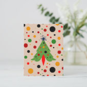 Midden eeuw moderne kerstboom retro raket briefkaart (Staand voorkant)