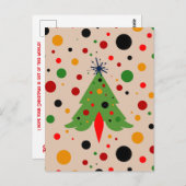 Midden eeuw moderne kerstboom retro raket briefkaart (Voorkant / Achterkant)