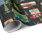 Midden eeuw moderne kersthuizen inpakpapier (Rol Hoek)