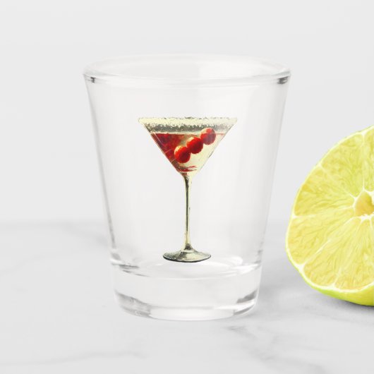 Midden eeuw Moderne Kerstmis Cranberry Martini Shot Glas (Voorkant)