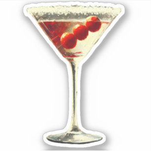 Midden eeuw Moderne Kerstmis Cranberry Martini Sticker