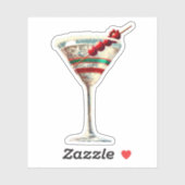 Midden eeuw Moderne Kerstmis Cranberry Martini Sticker (Vel)